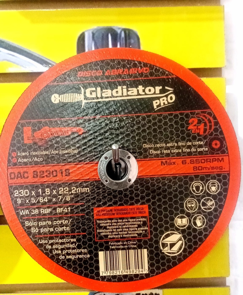 DISCO C/ACERO INOX GLADIADOR  9" 25 U (UNI)