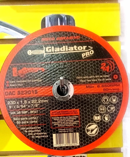 [DAC823018CJ] DISCO C/ACERO INOX GLADIADOR  9" 25 U (UNI)