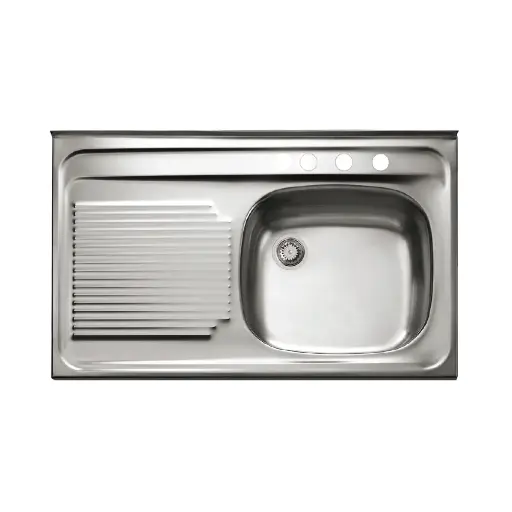 [L303] LAVATRASTO 1DEP 1ALA IZQ. ACERO INOX.  80X50 COMBO